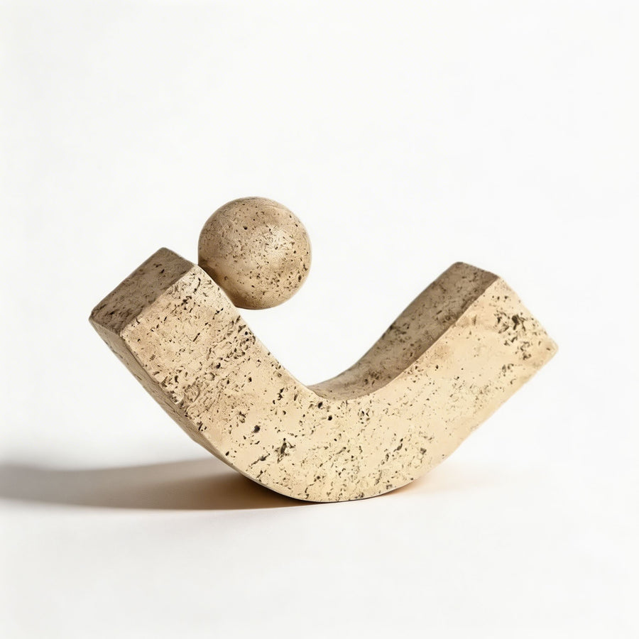 Geometric Arc Desk Sculpture Natural Stone & Resin Minimalist Ornament