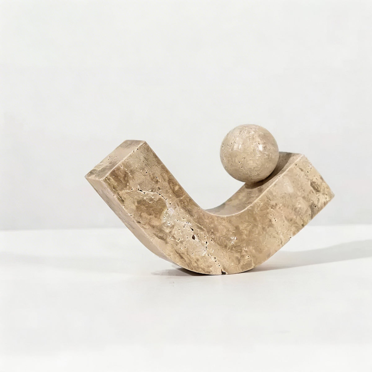 Geometric Arc Desk Sculpture Natural Stone & Resin Minimalist Ornament