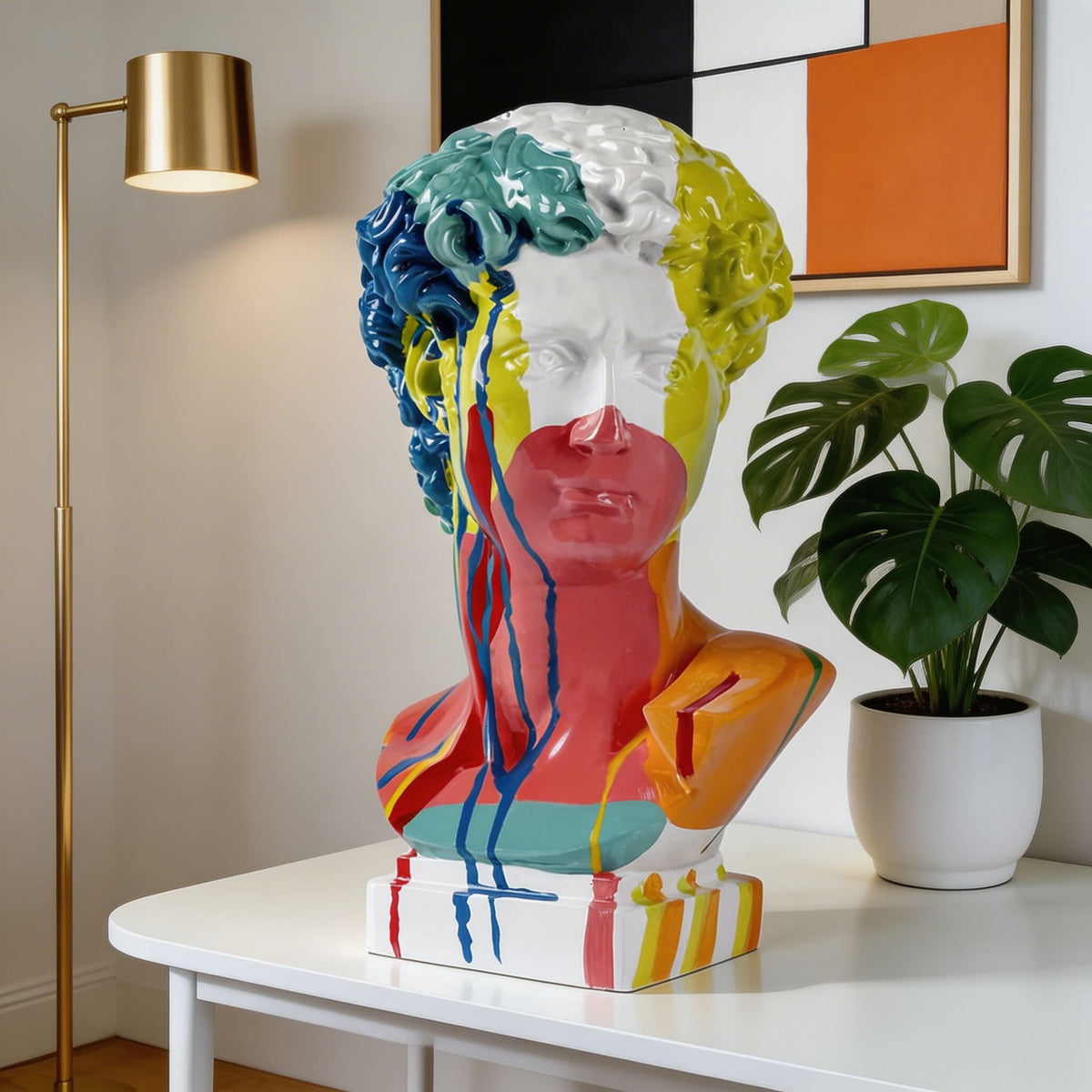 David Head Bust Sculpture Hand-Painted Resin Abstract Art Statue