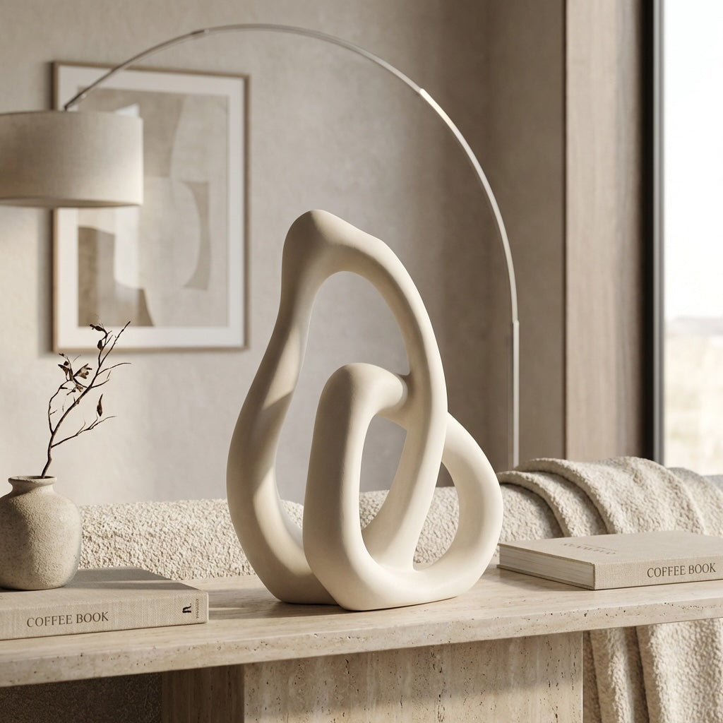 Irregular Ceramic Vase Sculptural Loop Design for Dried Flowers & Pampas