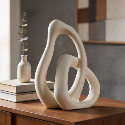 Irregular Ceramic Vase Sculptural Loop Design for Dried Flowers & Pampas