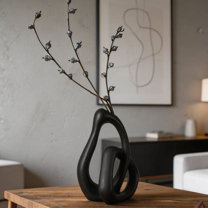 Irregular Ceramic Vase Sculptural Loop Design for Dried Flowers & Pampas