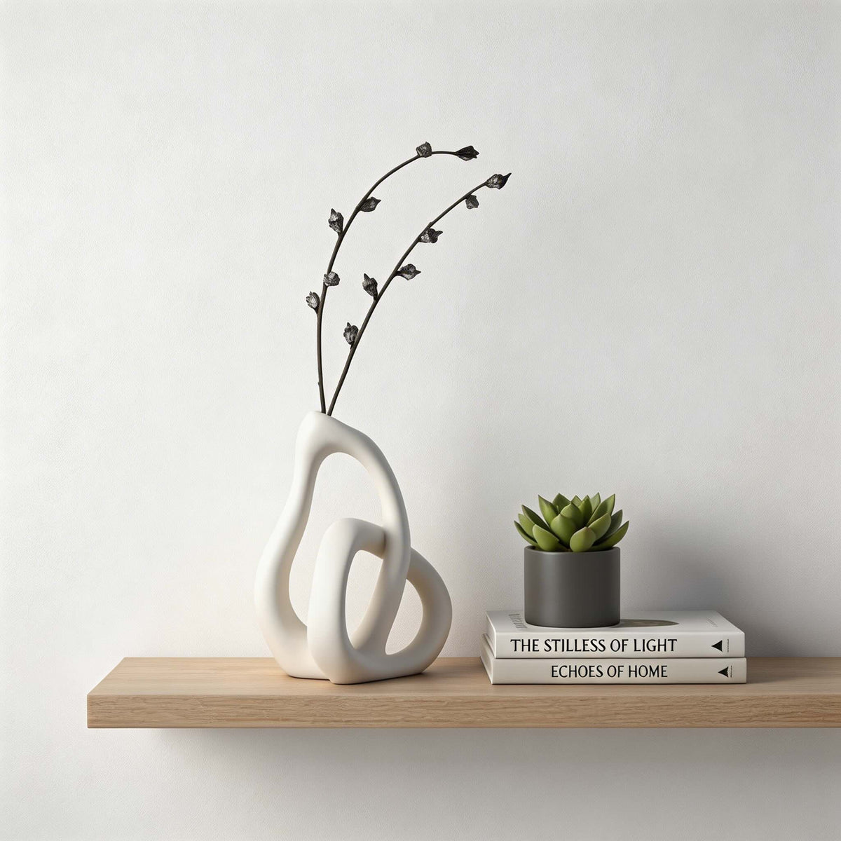 Irregular Ceramic Vase Sculptural Loop Design for Dried Flowers & Pampas