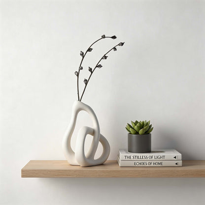 Irregular Ceramic Vase Sculptural Loop Design for Dried Flowers & Pampas