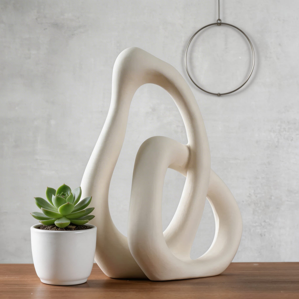 Irregular Ceramic Vase Sculptural Loop Design for Dried Flowers & Pampas