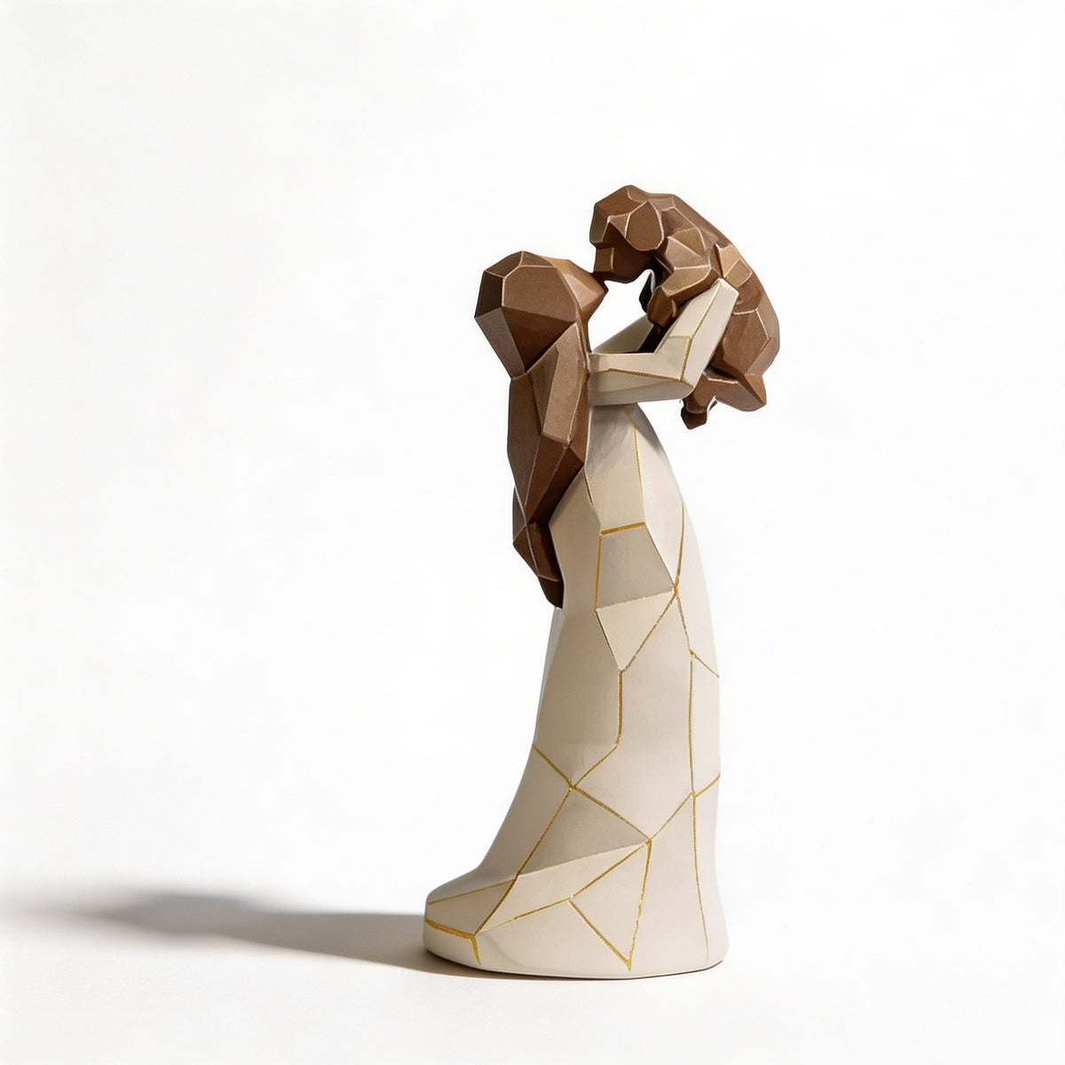 Girl Hugging Dog Geometric Resin Sculpture Desk Ornament Gift
