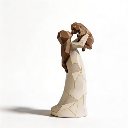 Girl Hugging Dog Geometric Resin Sculpture Desk Ornament Gift