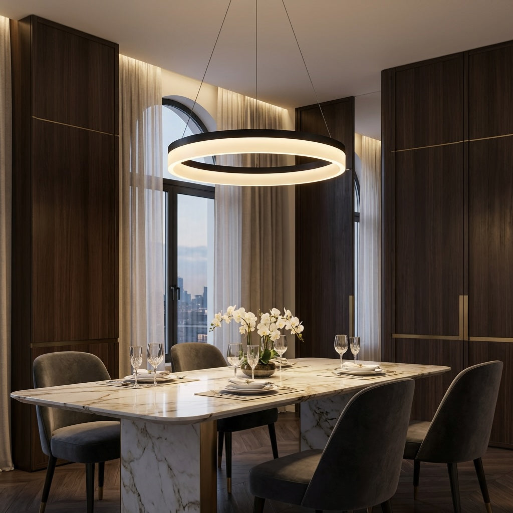 Black Aluminium Pendant Light Dimmable LED Acrylic Shade