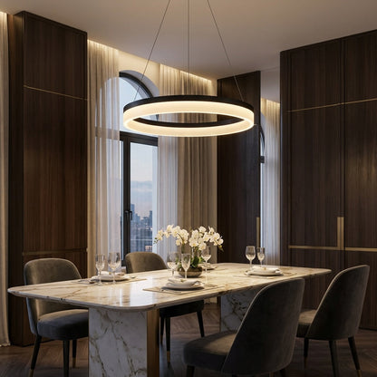 Black Aluminium Pendant Light Dimmable LED Acrylic Shade