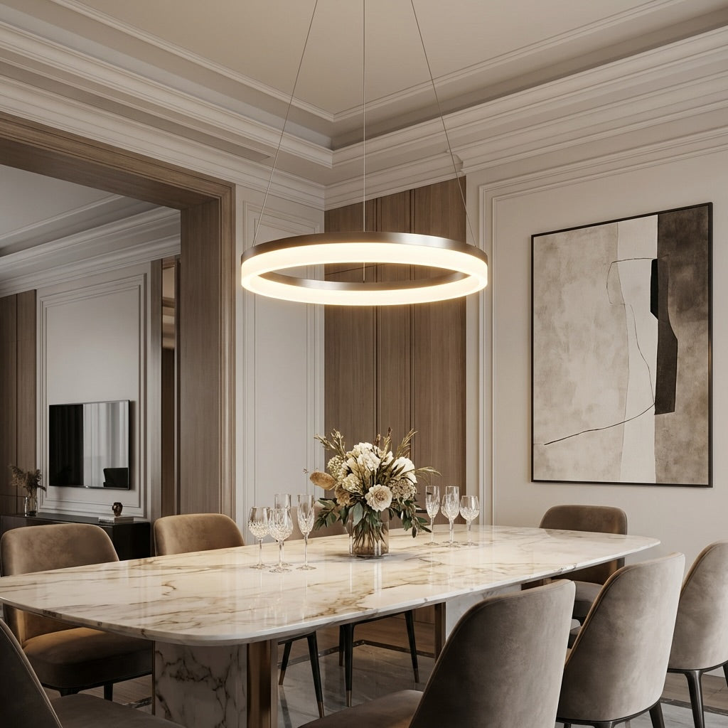 Black Aluminium Pendant Light Dimmable LED Acrylic Shade