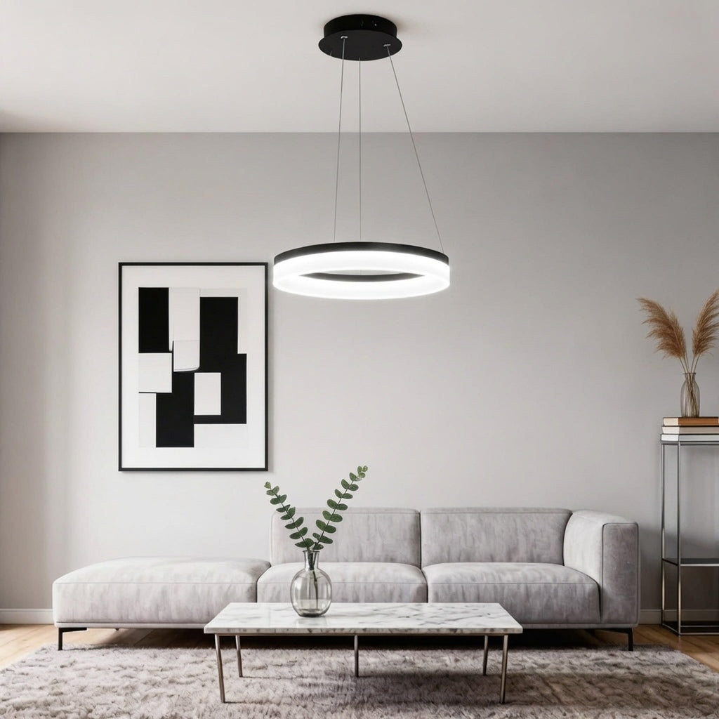 Black Aluminium Pendant Light Dimmable LED Acrylic Shade