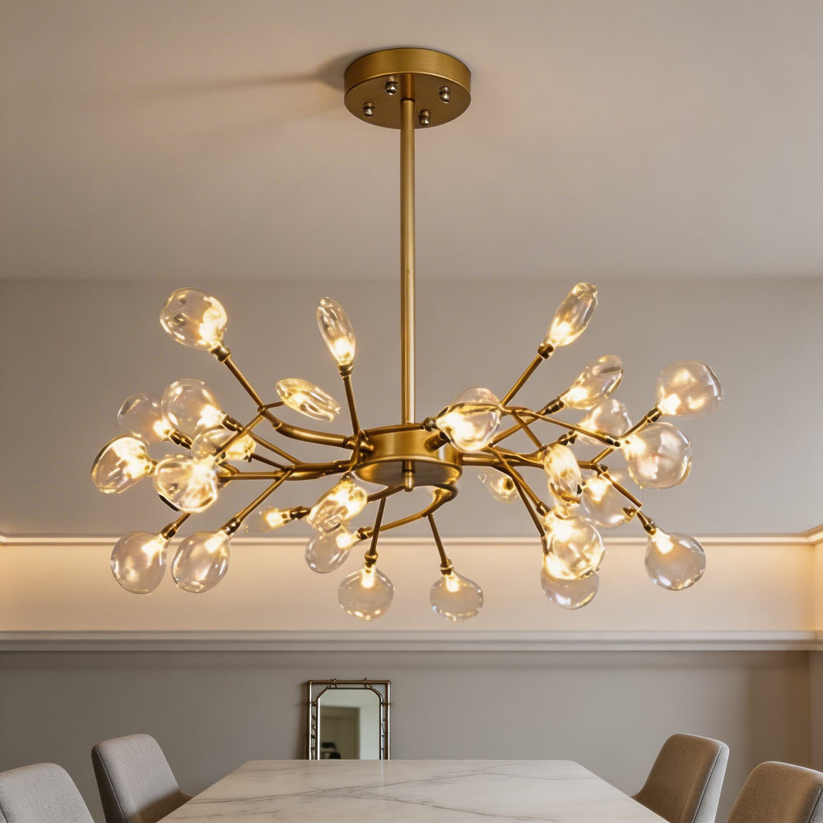 Metal Cluster Pendant Light 27-Light LED Adjustable Hanging