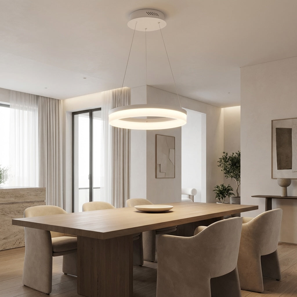 Black Aluminium Pendant Light Dimmable LED Acrylic Shade