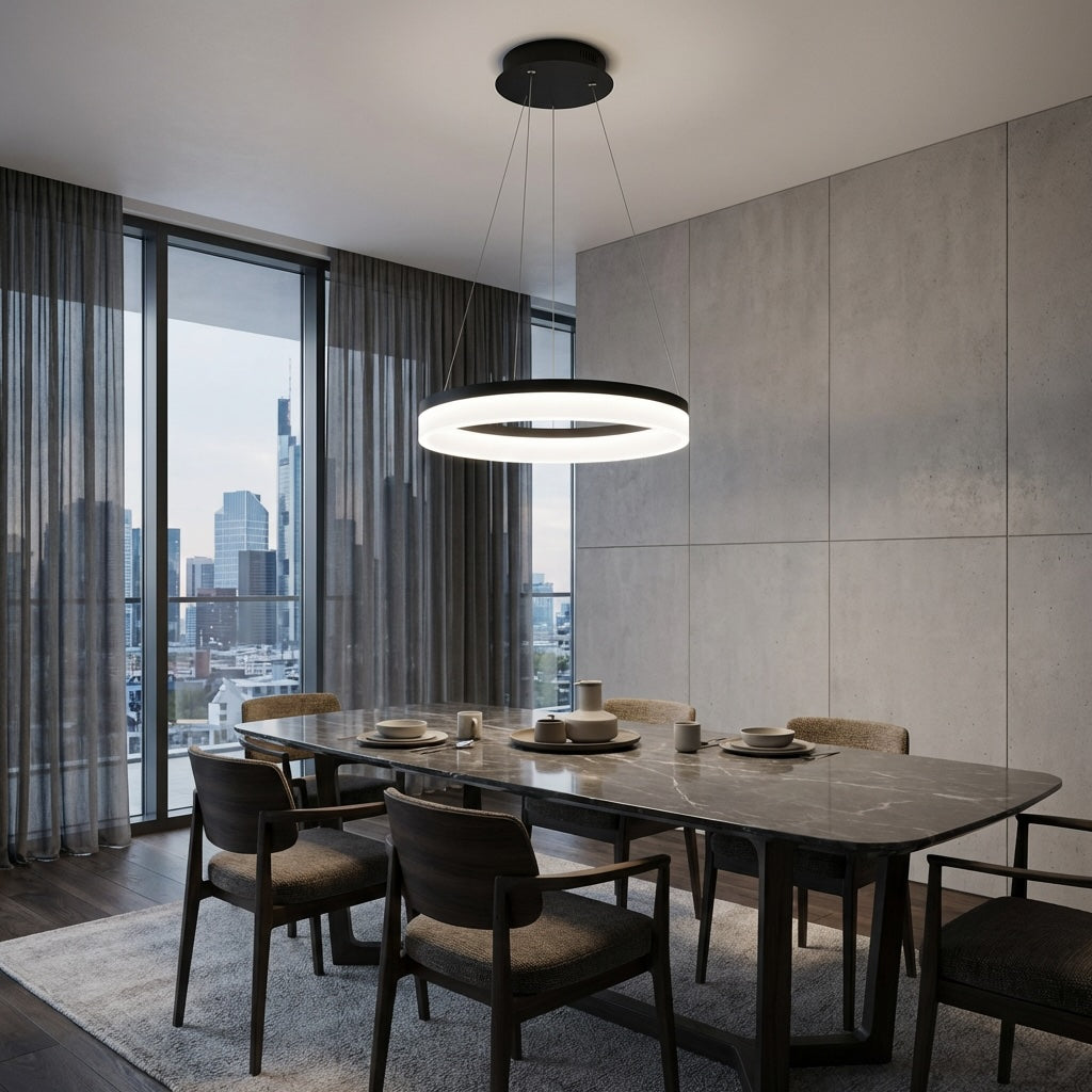 Black Aluminium Pendant Light Dimmable LED Acrylic Shade