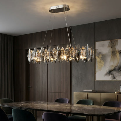 Round K9 Crystal Chandelier Adjustable Iron LED