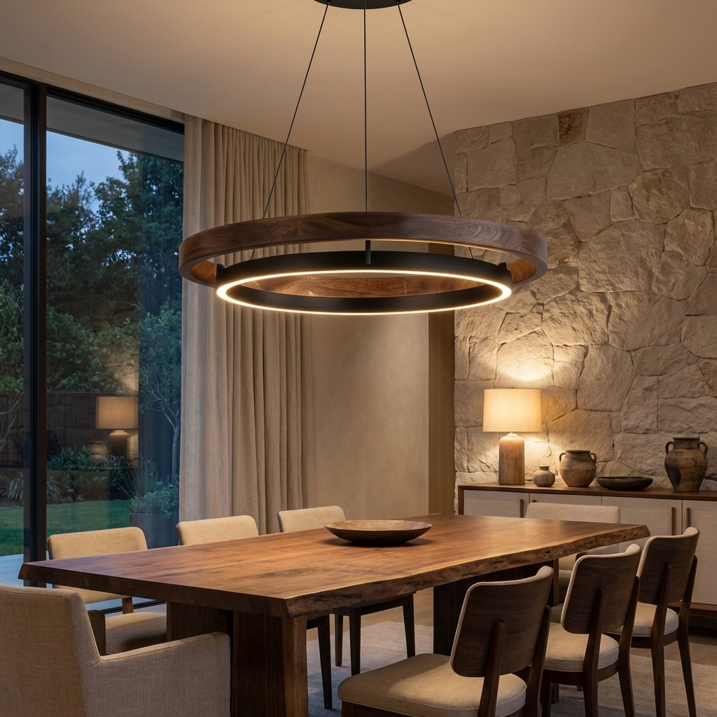 Black Iron Acrylic Pendant Light Tri-Colour LED Adjustable