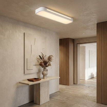 Oval Linear LED Flush Mount Ceiling Light Frosted Acrylic White or Black