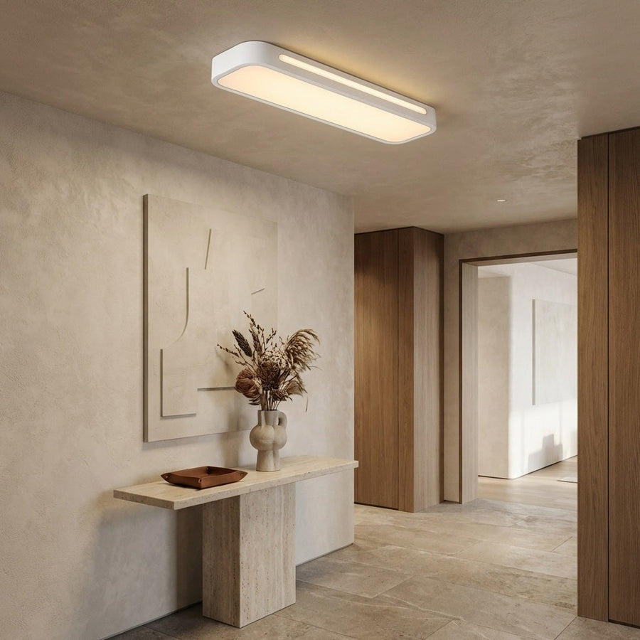 Oval Linear LED Flush Mount Ceiling Light Frosted Acrylic White or Black