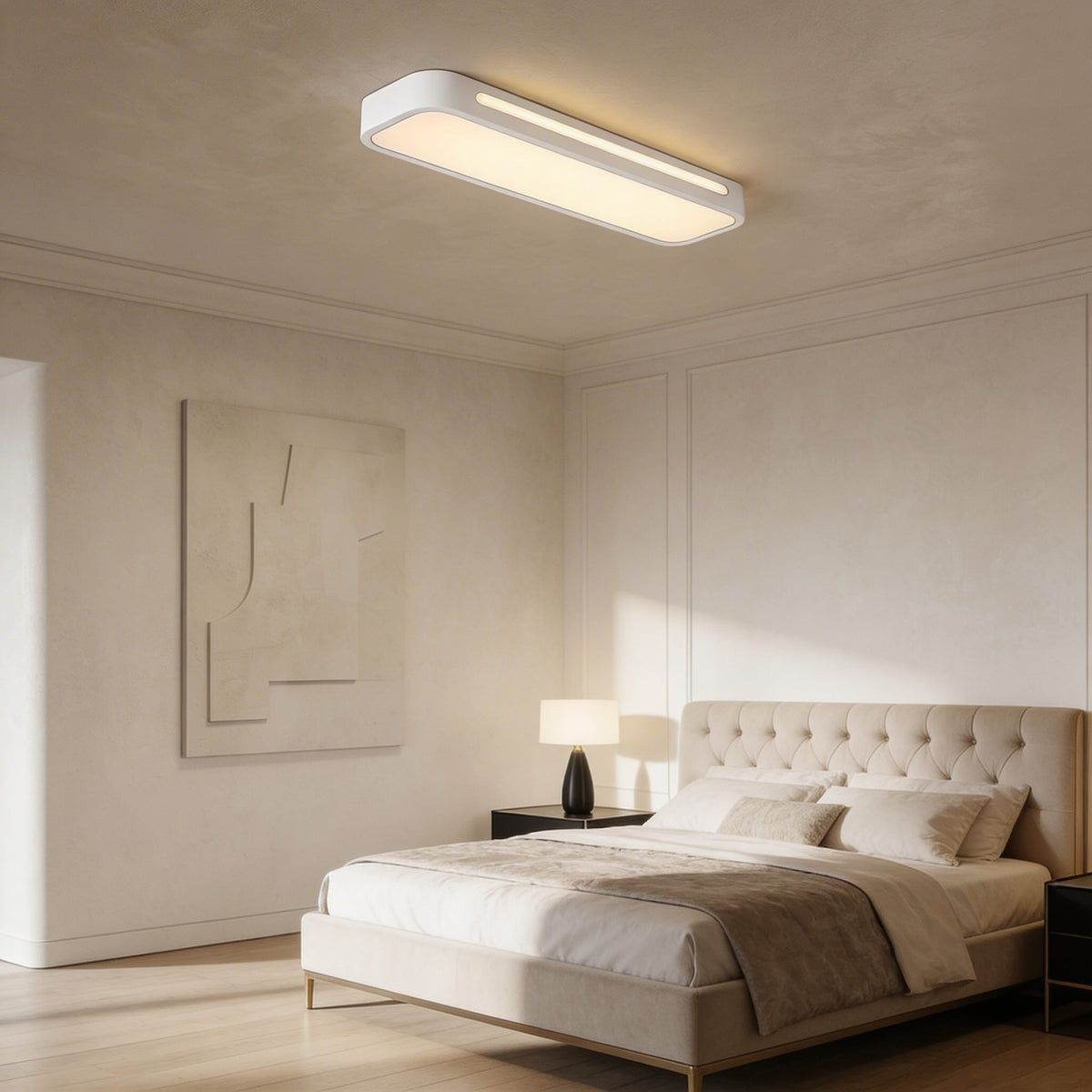 Oval Linear LED Flush Mount Ceiling Light Frosted Acrylic White or Black