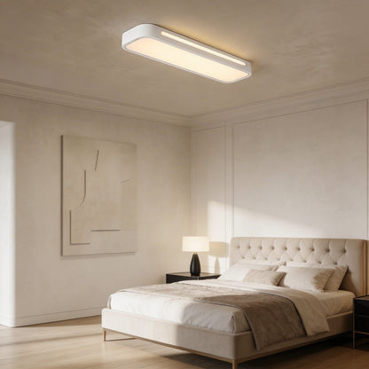Oval Linear LED Flush Mount Ceiling Light Frosted Acrylic White or Black