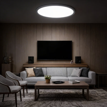 Round Ultra-Slim LED Flush Mount Ceiling Light 72W Dimmable White or Black