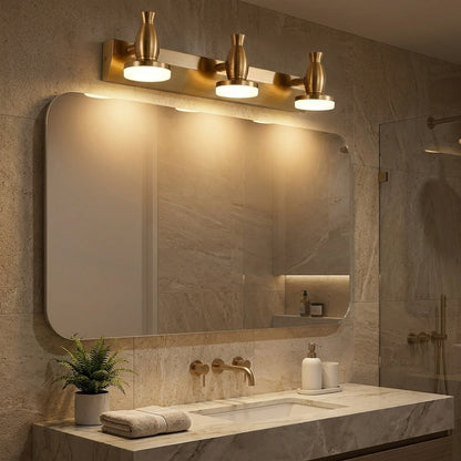 Polished Gold LED Vanity Light 3-Light & 4-Light 180° Adjustable Heads