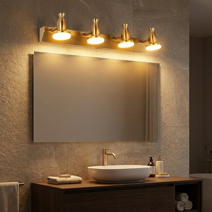 Polished Gold LED Vanity Light 3-Light & 4-Light 180° Adjustable Heads