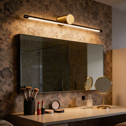 Cylinder Copper LED Vanity Light Bar Gold & Black 40–100cm 3-Step Dimming