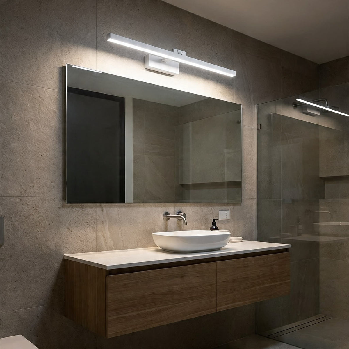 Rotatable Bath Bar LED Vanity Light 60–80cm Black or White Metal & Acrylic