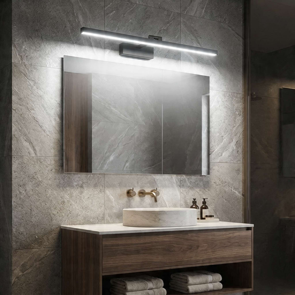 Rotatable Bath Bar LED Vanity Light 60–80cm Black or White Metal & Acrylic