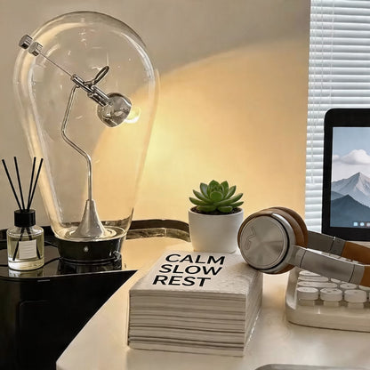 Modern Glass Desk Lamp Adjustable Brightness Touch Dimming Iron Base LED Bulb Included