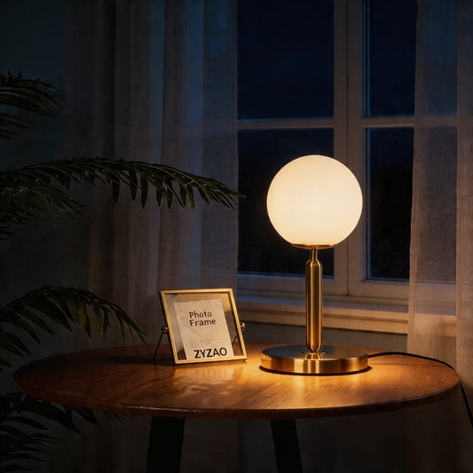Nordic Modern Table Lamp LED Glass Ball Bedside Light E26 for Bedroom Decor Creative Desk