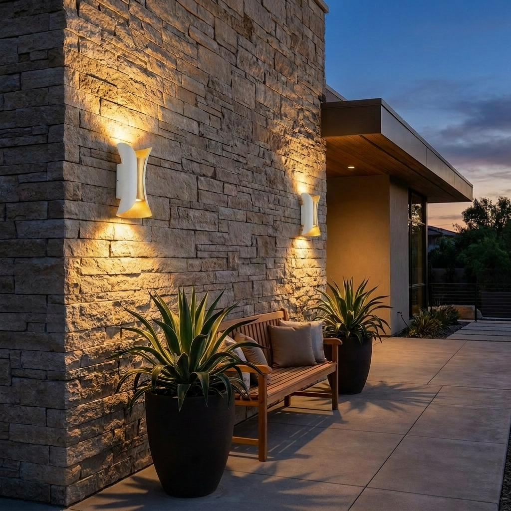 Up Down Aluminium Wall Light Glass Shade LED Sconce