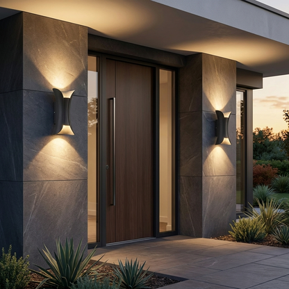 Up Down Aluminium Wall Light Glass Shade LED Sconce