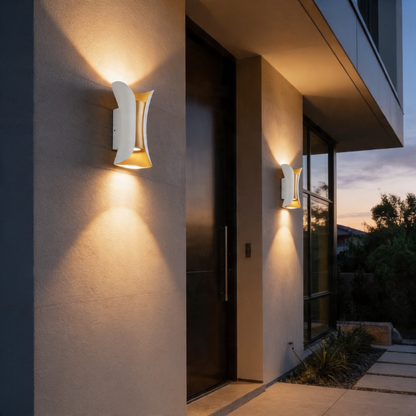 Up Down Aluminium Wall Light Glass Shade LED Sconce