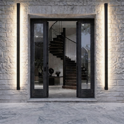 Black Modern Outdoor Wall Light Linear Design Wall Mounted Iron LED Dimmable Waterproof for Porch