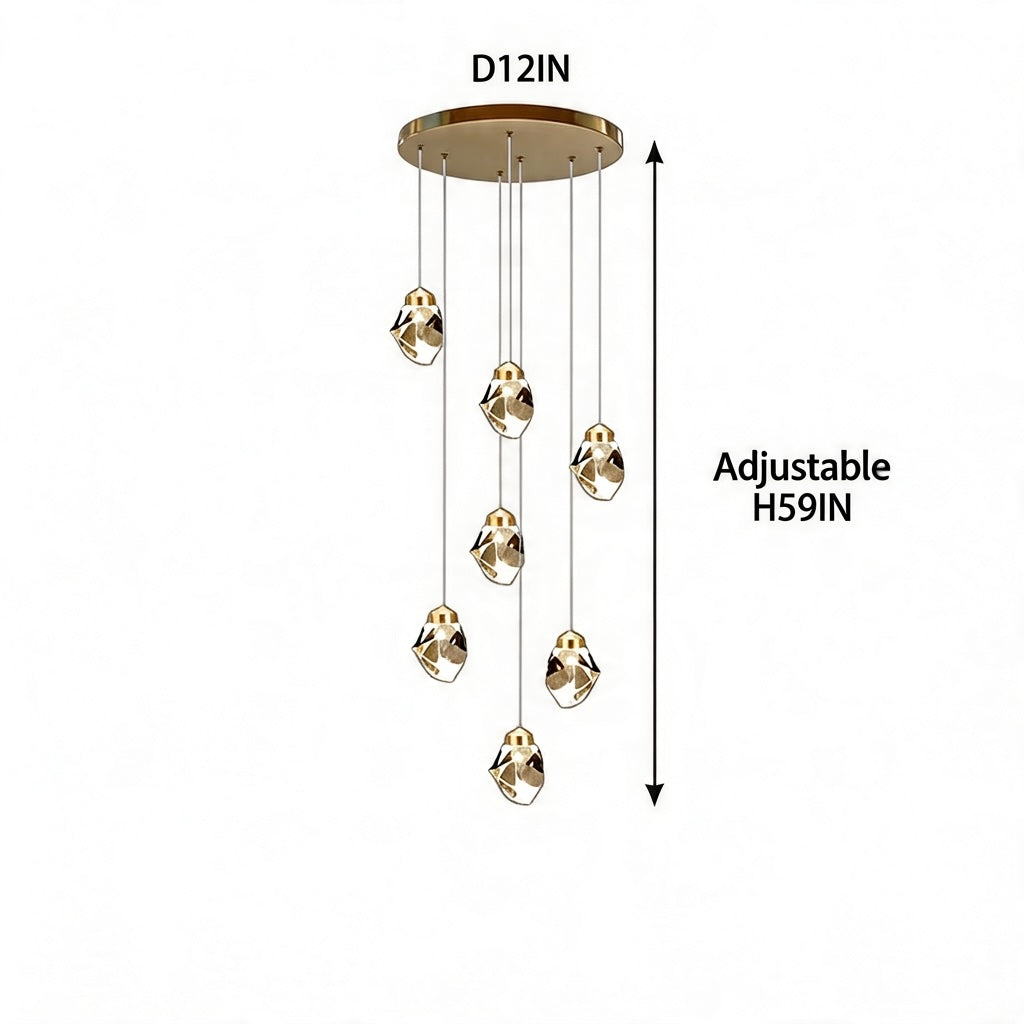 Nordic Crystal Chandelier Adjustable LED 3 to 35 Head