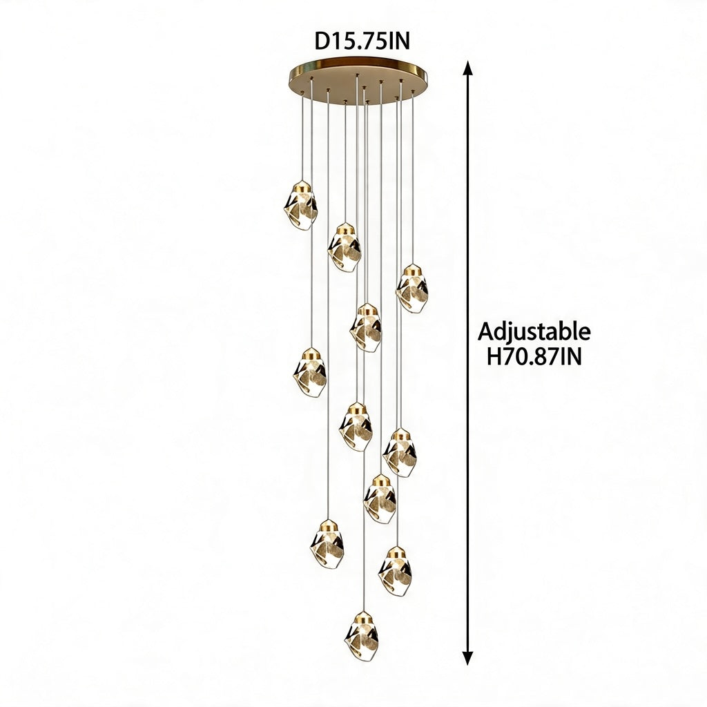 Nordic Crystal Chandelier Adjustable LED 3 to 35 Head