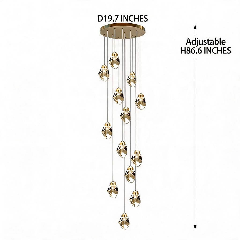 Nordic Crystal Chandelier Adjustable LED 3 to 35 Head