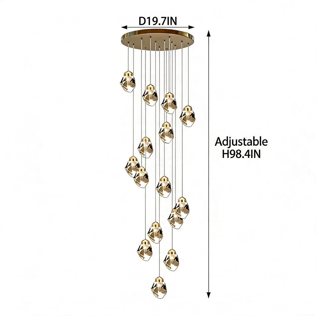 Nordic Crystal Chandelier Adjustable LED 3 to 35 Head