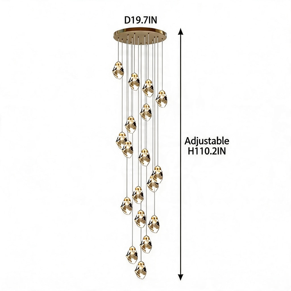 Nordic Crystal Chandelier Adjustable LED 3 to 35 Head