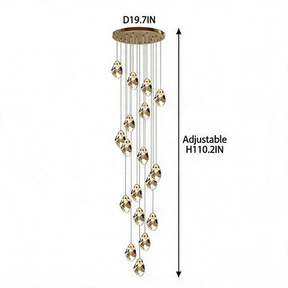 Nordic Crystal Chandelier Adjustable LED 3 to 35 Head