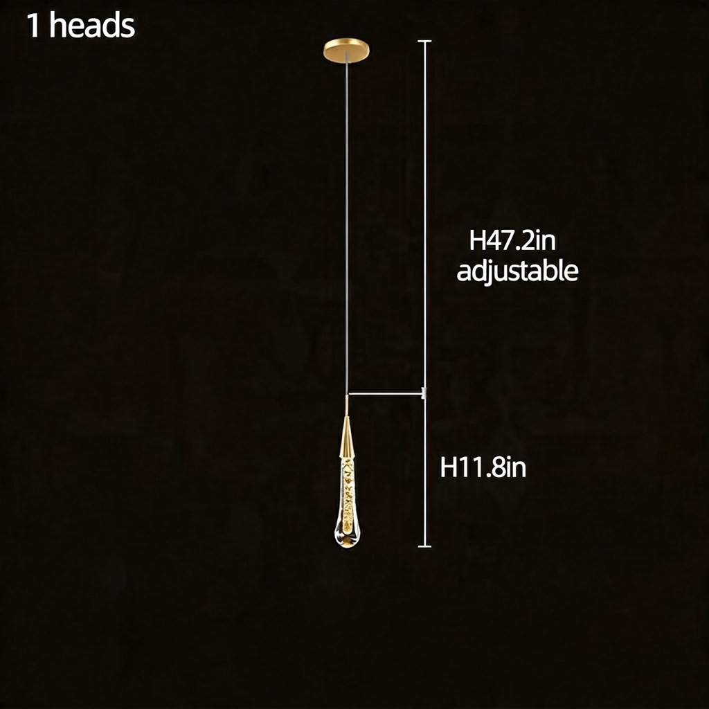 Long Crystal Chandelier Aluminium 1-48 Head LED