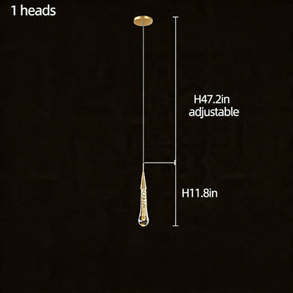 Long Crystal Chandelier Aluminium 1-48 Head LED