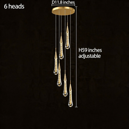 Long Crystal Chandelier Aluminium 1-48 Head LED