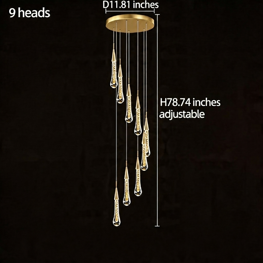 Long Crystal Chandelier Aluminium 1-48 Head LED