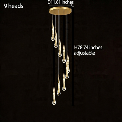 Long Crystal Chandelier Aluminium 1-48 Head LED