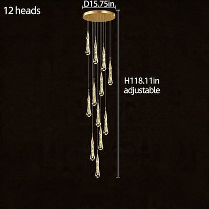 Long Crystal Chandelier Aluminium 1-48 Head LED