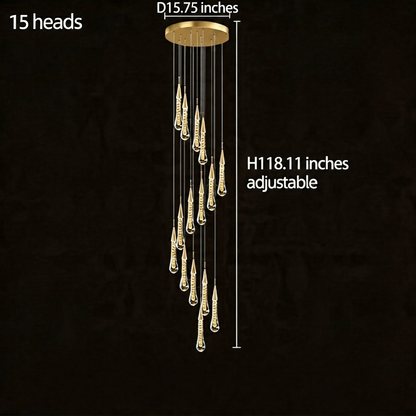 Long Crystal Chandelier Aluminium 1-48 Head LED
