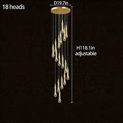 Long Crystal Chandelier Aluminium 1-48 Head LED